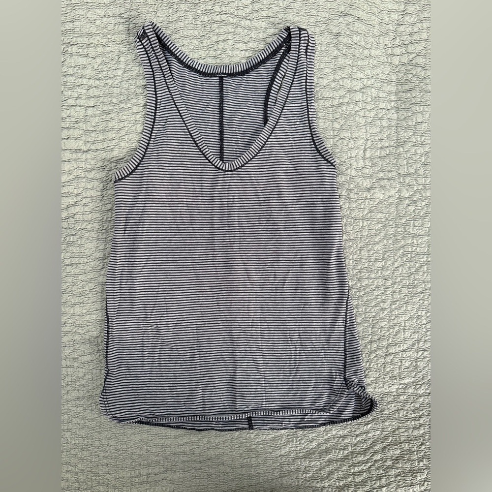 lululemon athletica Black and Grey Striped Tank Top
